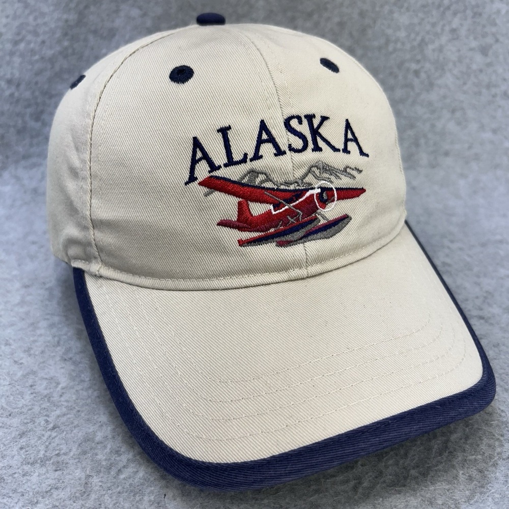 Alaska Floatplane Hat The Arctic Circle Strapback Cap Tan Blue Embroidered